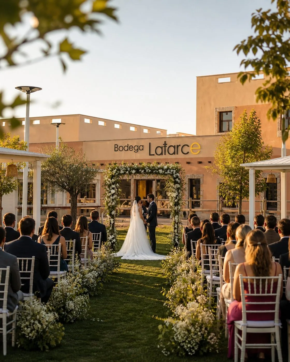 Ceremonia de boda en los jardines de Bodega Latarce