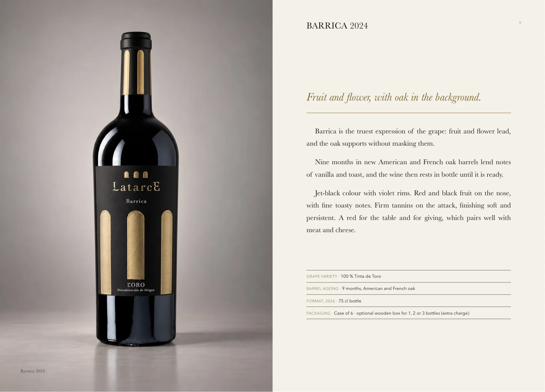 Technical sheet of Latarce Tinto Barrica in the Wine Book 2026