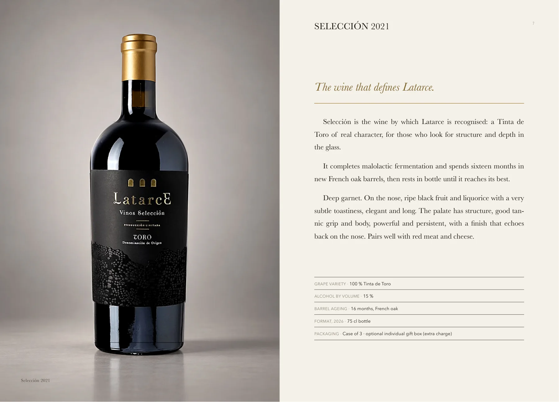 Technical sheet of Latarce Selección in the Wine Book 2026