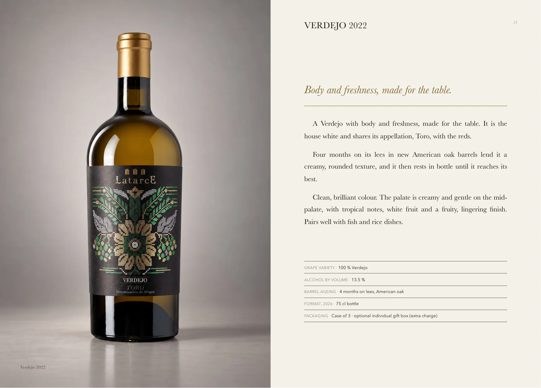 Technical sheet of Latarce Selección Verdejo in the Wine Book 2026